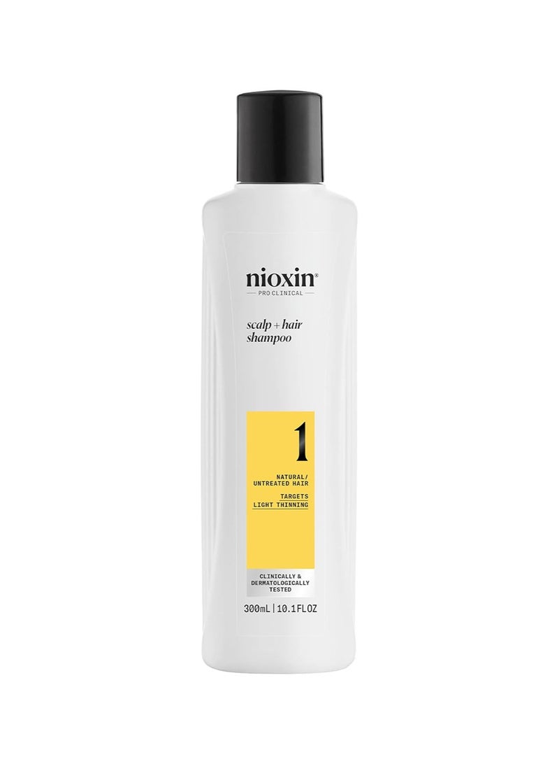 Nioxin Scalp + Hair Thickening System 1 Shampoo 300ml, 10.1 fl oz , For Natural or Untreated Hair with Light Thinning,  with Niacinamide and Biotin - Image 2